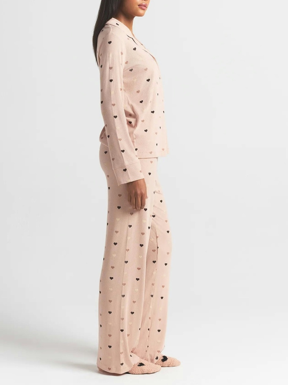 SKIMS Blush Heart-Print Long Pajama Set - Picture 4 of 9